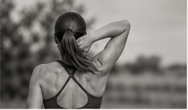 Vrouw bouwt schouderbeweging op voor terugkeer naar sport